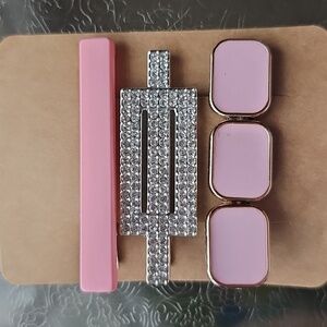 New Chic Pink and Silver 3 Pc Boutique Hair Clip Set